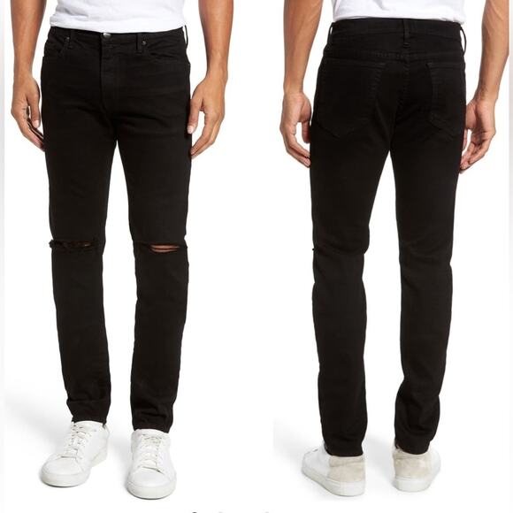 Frame Men’s L’Homme Skinny Jeans in Noir Slits Size 31 - Picture 1 of 12